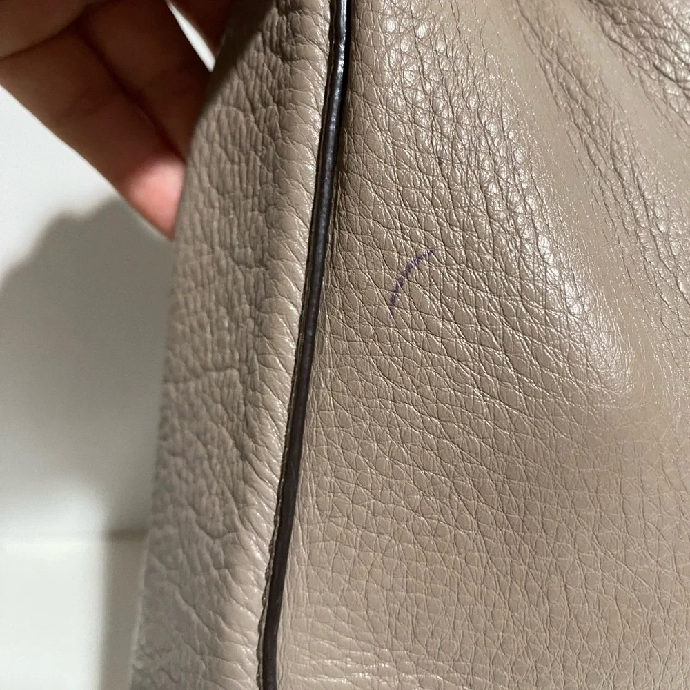 Marc Jacobs Taupe Leather Hobo Bag with Gold Hardware